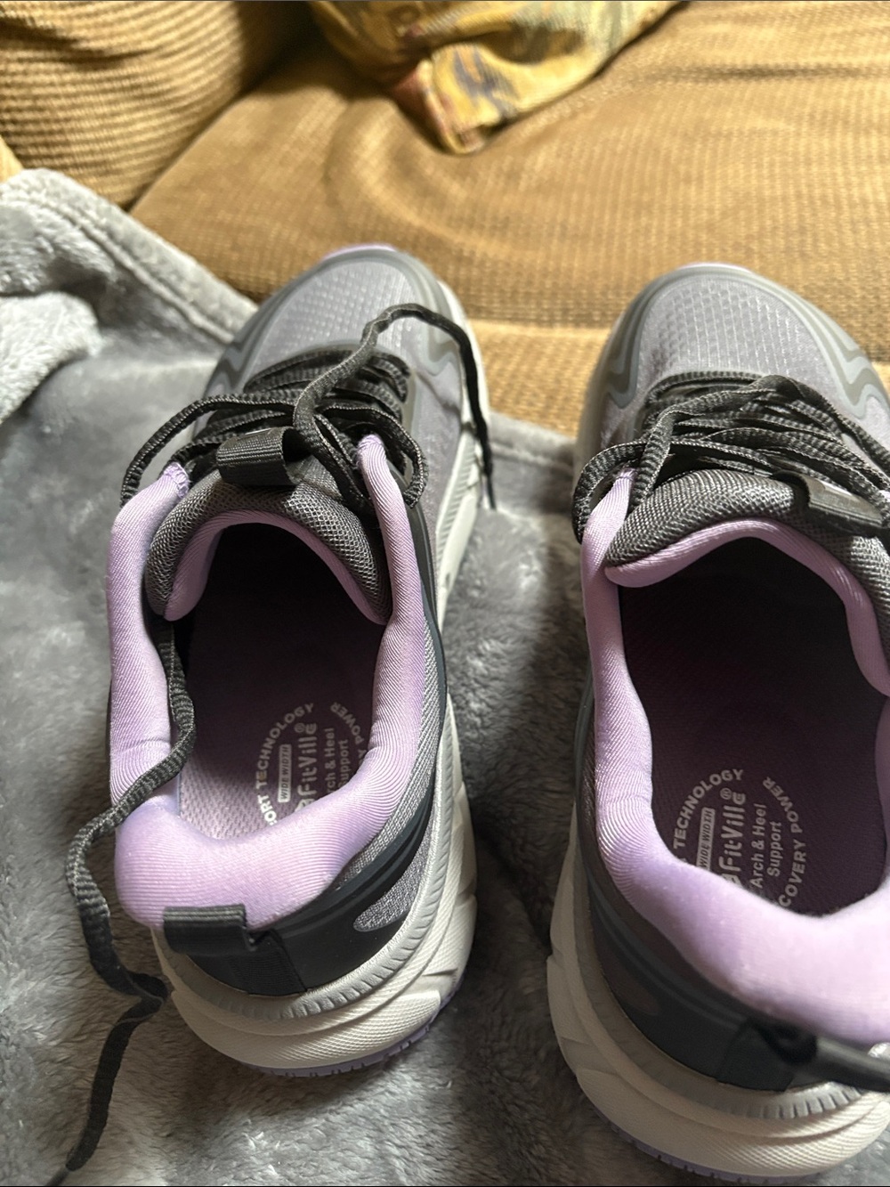 Women’s Gray and Lavender Lace-Up Athletic Sneakers